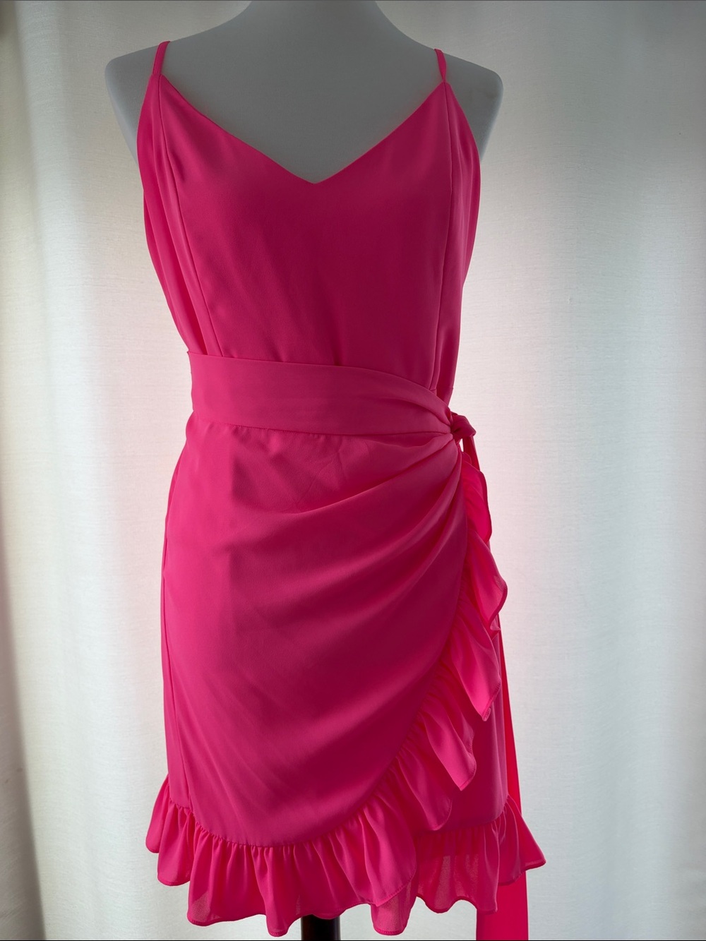 Lilly Pulitzer Hot Pink Wrap Ruffle Mini Dress